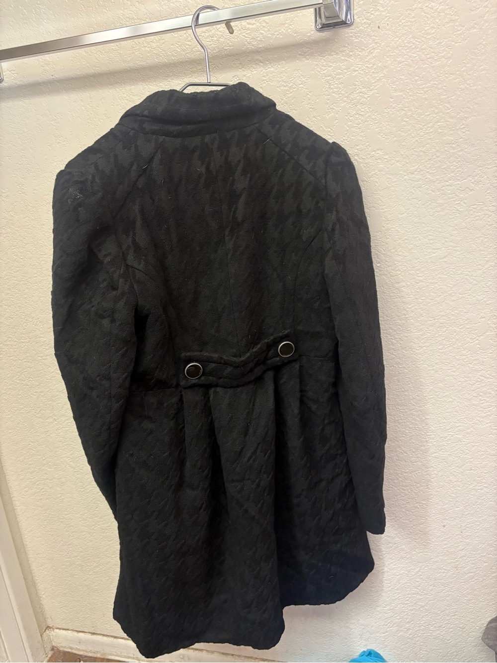 Betsey Johnson Black Double-Breasted Pea Coat with Fit-and-Flare Skirt - Picture 2 of 2